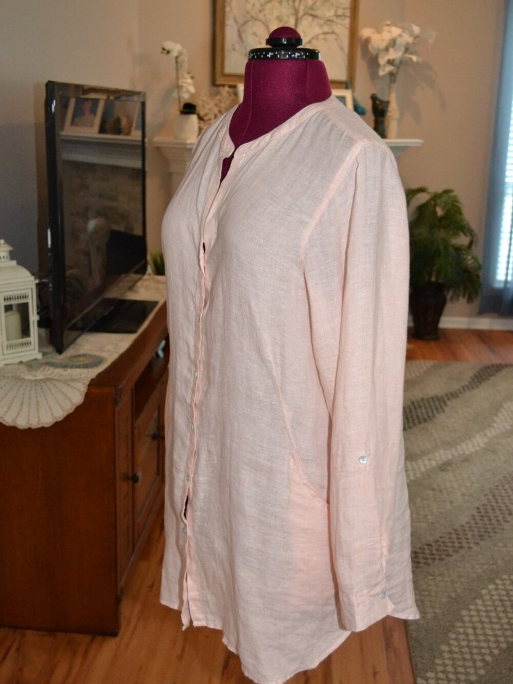 Sigrid Olsen Womens XL Linen Oversized Tunic Pockets Lagenlook Coastal Beachy - Picture 5 of 9